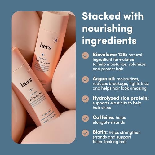 Hers Full Volume Shampoo & Conditioner Set - Biovolume 128 & Biotin Formula - Volumizing, Shine-Boosting Hair Care - Paraben-Free - Coastal Cedar Citron Scent - 6.4 Fl Oz, 2 Count Avelisse