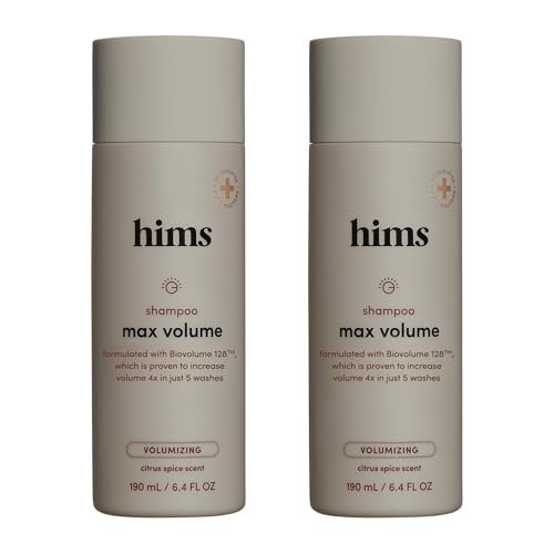 Hims Max Volume Shampoo - Biovolume 128, Biotin & Rice Protein for Root Lift & Thickening - Paraben-Free, Sulfate-Free, Vegan - Citrus Spice Scent - 6.4 Fl Oz (Pack of 2) Avelisse