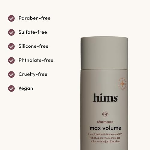 Hims Max Volume Shampoo - Biovolume 128, Biotin & Rice Protein for Root Lift & Thickening - Paraben-Free, Sulfate-Free, Vegan - Citrus Spice Scent - 6.4 Fl Oz (Pack of 2) Avelisse