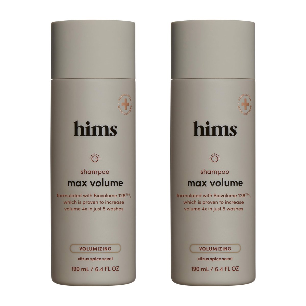 Hims Max Volume Shampoo - Biovolume 128, Biotin & Rice Protein for Root Lift & Thickening - Paraben-Free, Sulfate-Free, Vegan - Citrus Spice Scent - 6.4 Fl Oz (Pack of 2) Avelisse