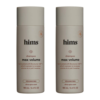 Hims Max Volume Shampoo - Biovolume 128, Biotin & Rice Protein for Root Lift & Thickening - Paraben-Free, Sulfate-Free, Vegan - Citrus Spice Scent - 6.4 Fl Oz (Pack of 2) Avelisse