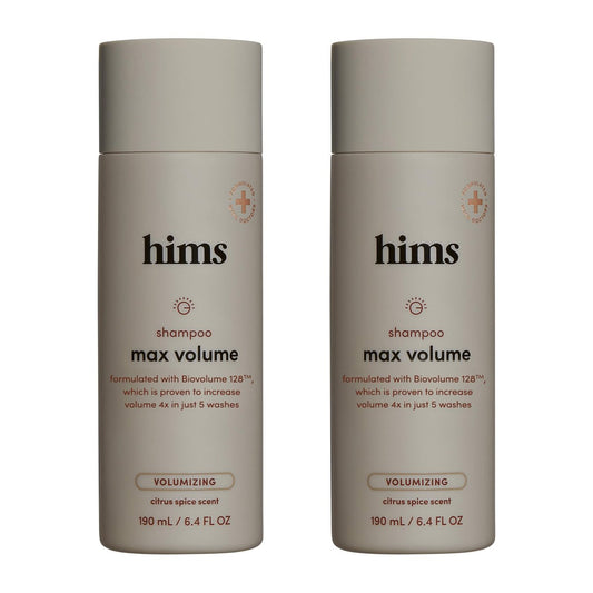 Hims Max Volume Shampoo - Biovolume 128, Biotin & Rice Protein for Root Lift & Thickening - Paraben-Free, Sulfate-Free, Vegan - Citrus Spice Scent - 6.4 Fl Oz (Pack of 2) Avelisse