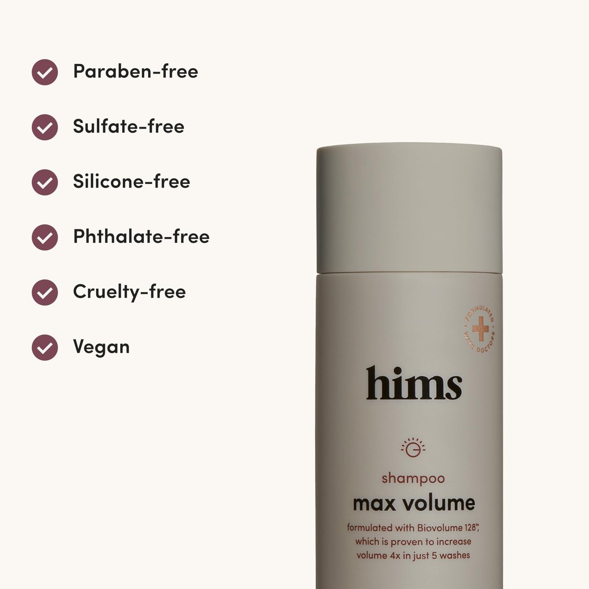 Hims Max Volume Shampoo - Biovolume 128, Biotin & Rice Protein for Root Lift & Thickening - Paraben-Free, Sulfate-Free, Vegan - Citrus Spice Scent - 6.4 Fl Oz (Pack of 2) Avelisse