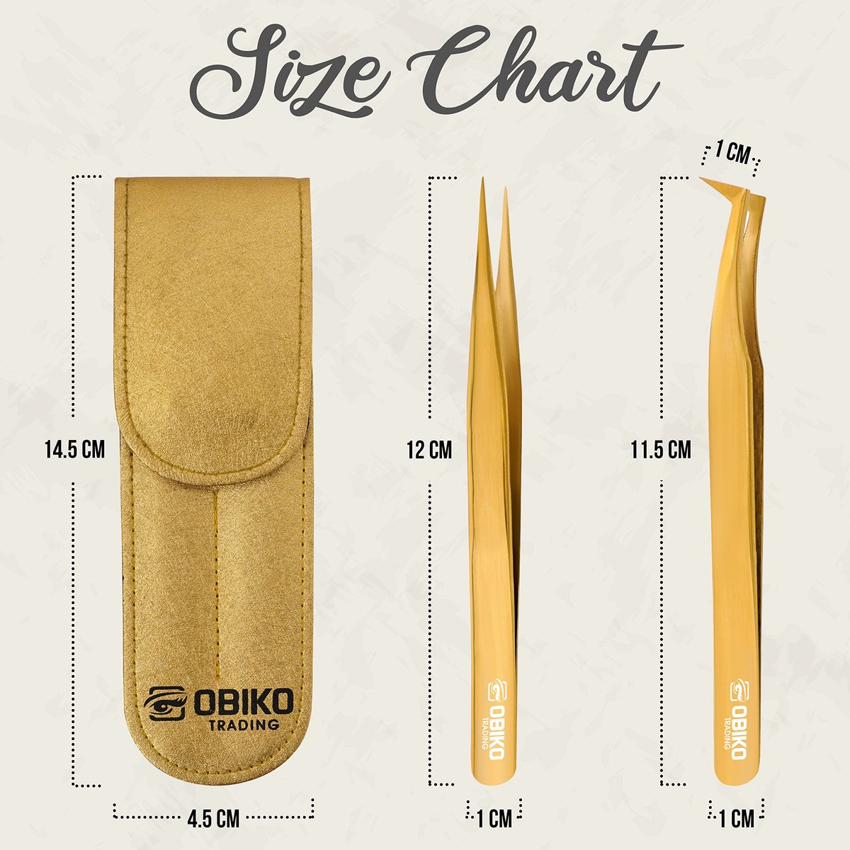 Obiko Eyelash Extension Tweezers Set - 2 Piece Gold Straight & Curved Lash Tweezer for Precision Application & Correction - görsel 9