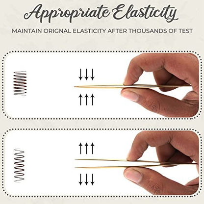 Obiko Eyelash Extension Tweezers Set - 2 Piece Gold Straight & Curved Lash Tweezer for Precision Application & Correction
