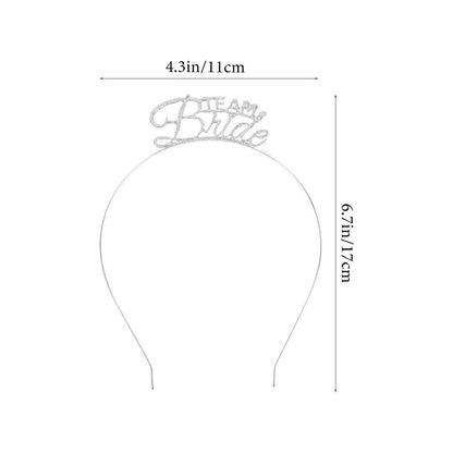 KALLORY Single Party Hair Hoops 9 Pcs - Silver Metal Bride Headband Set for Bachelor Bachelorette Party Photo Props