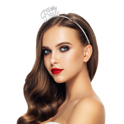 KALLORY Single Party Hair Hoops 9 Pcs - Silver Metal Bride Headband Set for Bachelor Bachelorette Party Photo Props
