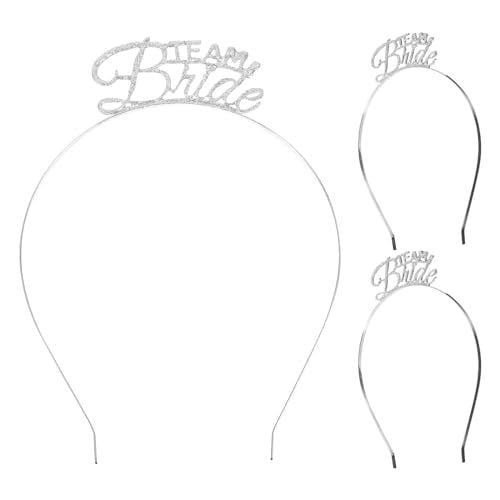 KALLORY Single Party Hair Hoops 9 Pcs - Silver Metal Bride Headband Set for Bachelor Bachelorette Party Photo Props - görsel 2
