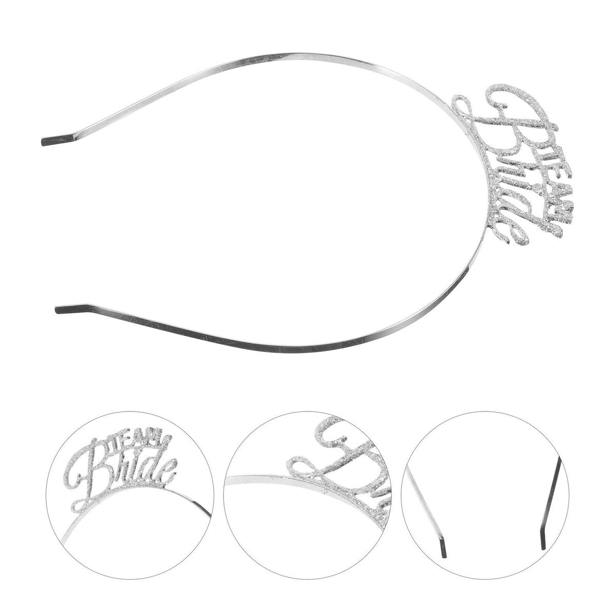 KALLORY Single Party Hair Hoops 9 Pcs - Silver Metal Bride Headband Set for Bachelor Bachelorette Party Photo Props - görsel 11