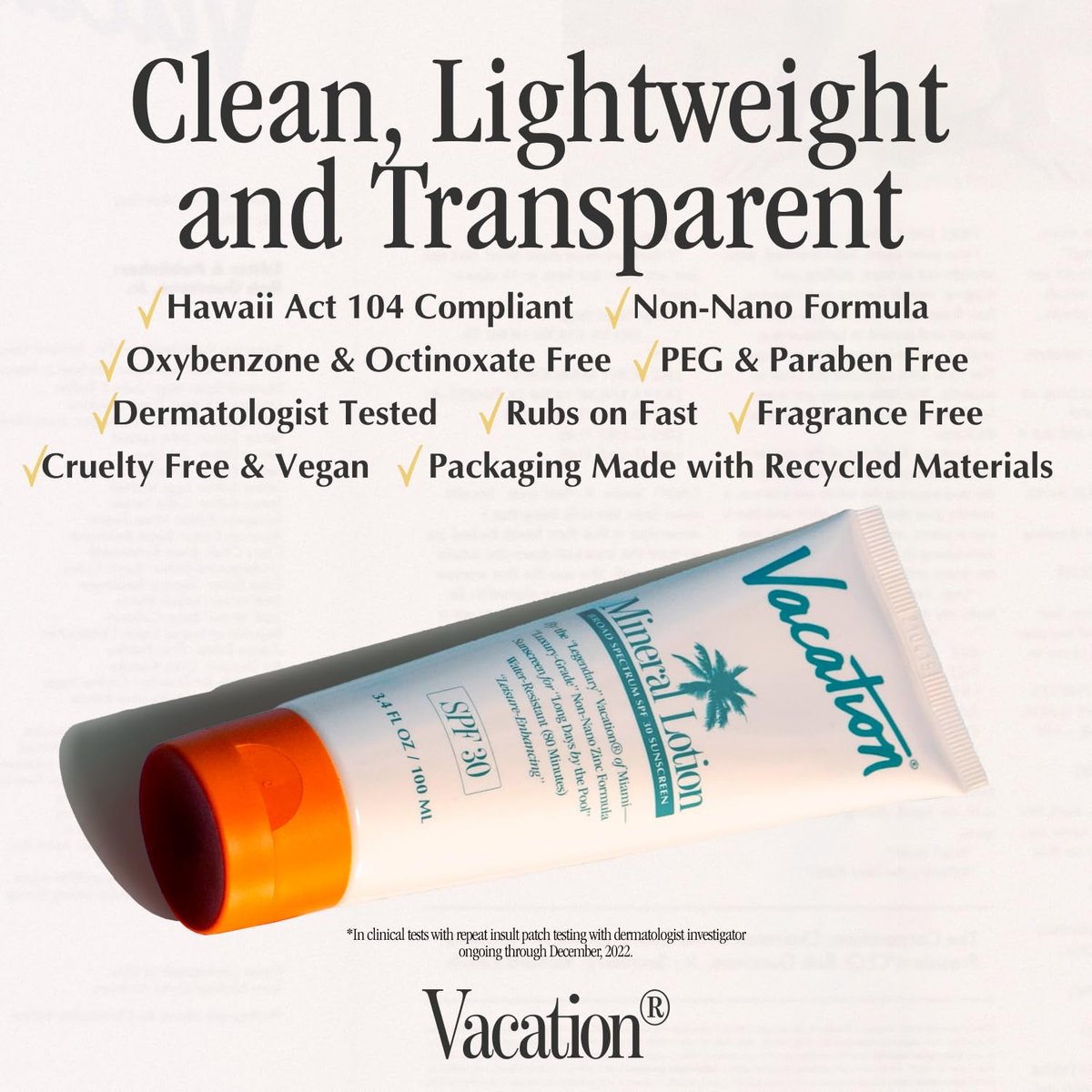 Vacation Mineral Lotion Sunscreen SPF 30 & Air Freshener Bundle – Non-Nano Zinc Oxide, No White Cast, Water-Resistant, Dermatologist-Tested, Vegan, Travel Size 3.4 Fl Oz Avelisse