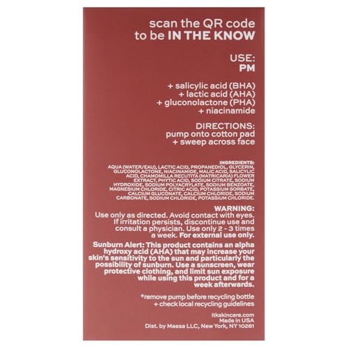 ITK Tri-Acid Facial Toner with AHA, BHA, PHA + Niacinamide – Exfoliate & Brighten, Minimize Pores, 5 Fl Oz Avelisse