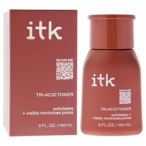 ITK Tri-Acid Facial Toner with AHA, BHA, PHA + Niacinamide – Exfoliate & Brighten, Minimize Pores, 5 Fl Oz Avelisse