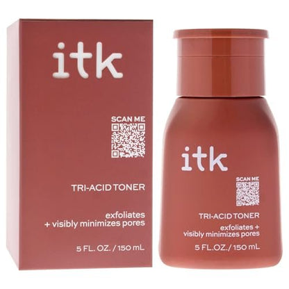 ITK Tri-Acid Facial Toner with AHA, BHA, PHA + Niacinamide – Exfoliate & Brighten, Minimize Pores, 5 Fl Oz Avelisse