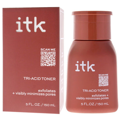ITK Tri-Acid Facial Toner with AHA, BHA, PHA + Niacinamide – Exfoliate & Brighten, Minimize Pores, 5 Fl Oz Avelisse