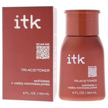 ITK Tri-Acid Facial Toner with AHA, BHA, PHA + Niacinamide – Exfoliate & Brighten, Minimize Pores, 5 Fl Oz Avelisse