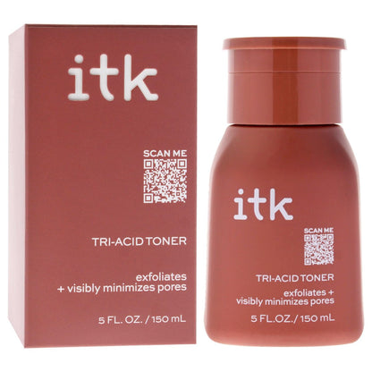 ITK Tri-Acid Facial Toner with AHA, BHA, PHA + Niacinamide – Exfoliate & Brighten, Minimize Pores, 5 Fl Oz Avelisse