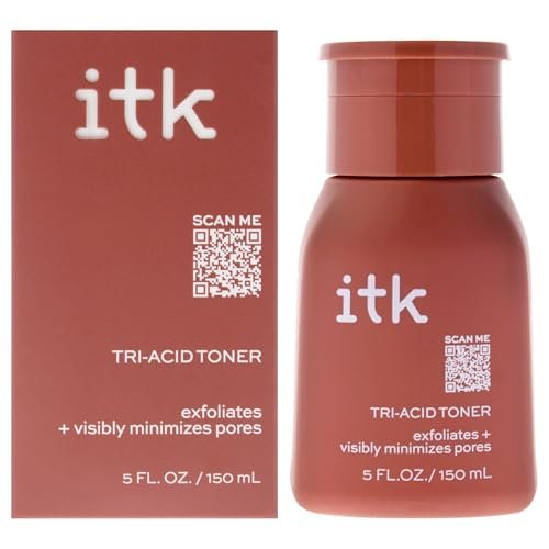 ITK Tri-Acid Facial Toner with AHA, BHA, PHA + Niacinamide – Exfoliate & Brighten, Minimize Pores, 5 Fl Oz Avelisse