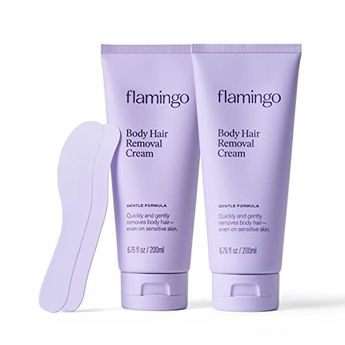 Flamingo Women's Body Hair Removal Cream - 2 Pack, 6.76 fl oz Each - Gentle Hair Remover for Legs, Arms, Underarms, Stomach, and Bikini Line Avelisse