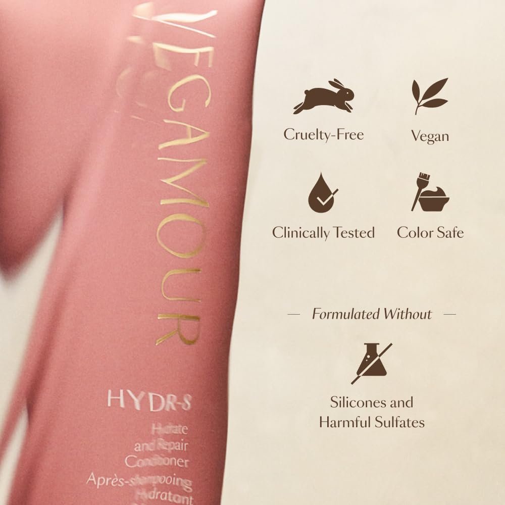 VEGAMOUR HYDR-8 Hydrate and Repair Conditioner - Hydrating Conditioner with Marula Oil, Moringa Oil, Ceramides & Biotin for Dry Hair - 8 Fl Oz Avelisse