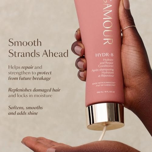 VEGAMOUR HYDR-8 Hydrate and Repair Conditioner - Hydrating Conditioner with Marula Oil, Moringa Oil, Ceramides & Biotin for Dry Hair - 8 Fl Oz Avelisse