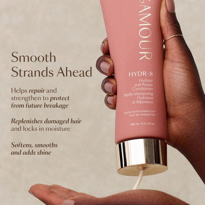 VEGAMOUR HYDR-8 Hydrate and Repair Conditioner - Hydrating Conditioner with Marula Oil, Moringa Oil, Ceramides & Biotin for Dry Hair - 8 Fl Oz Avelisse