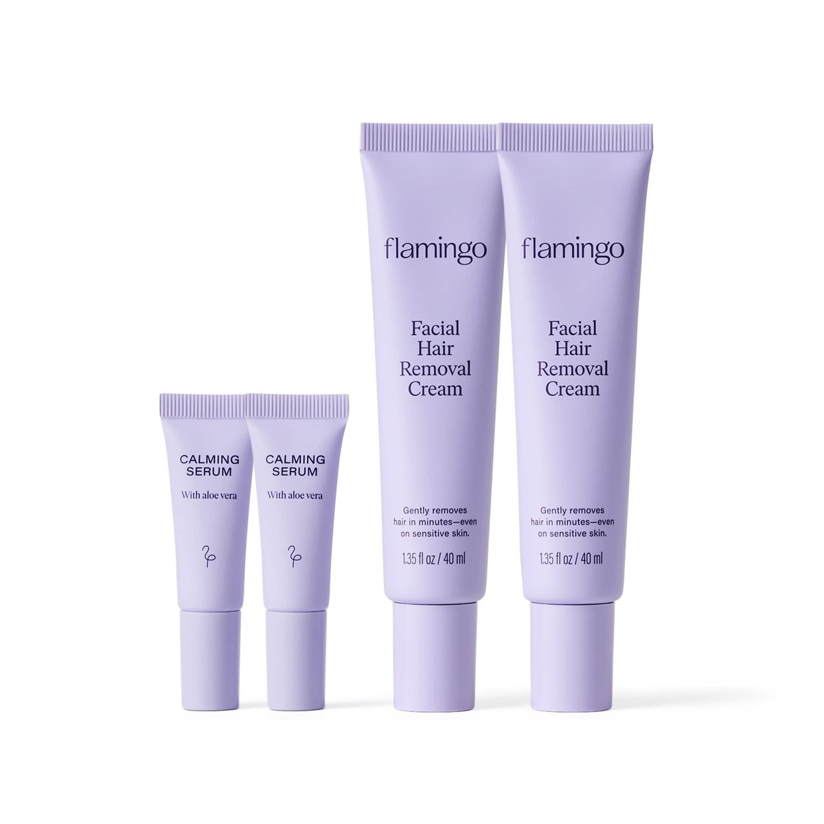 Flamingo Women's Facial Hair Removal Cream with Calming Serum - 2 Pack, 1.35 fl oz Each - For Chin, Upper Lip, and Sideburns Avelisse