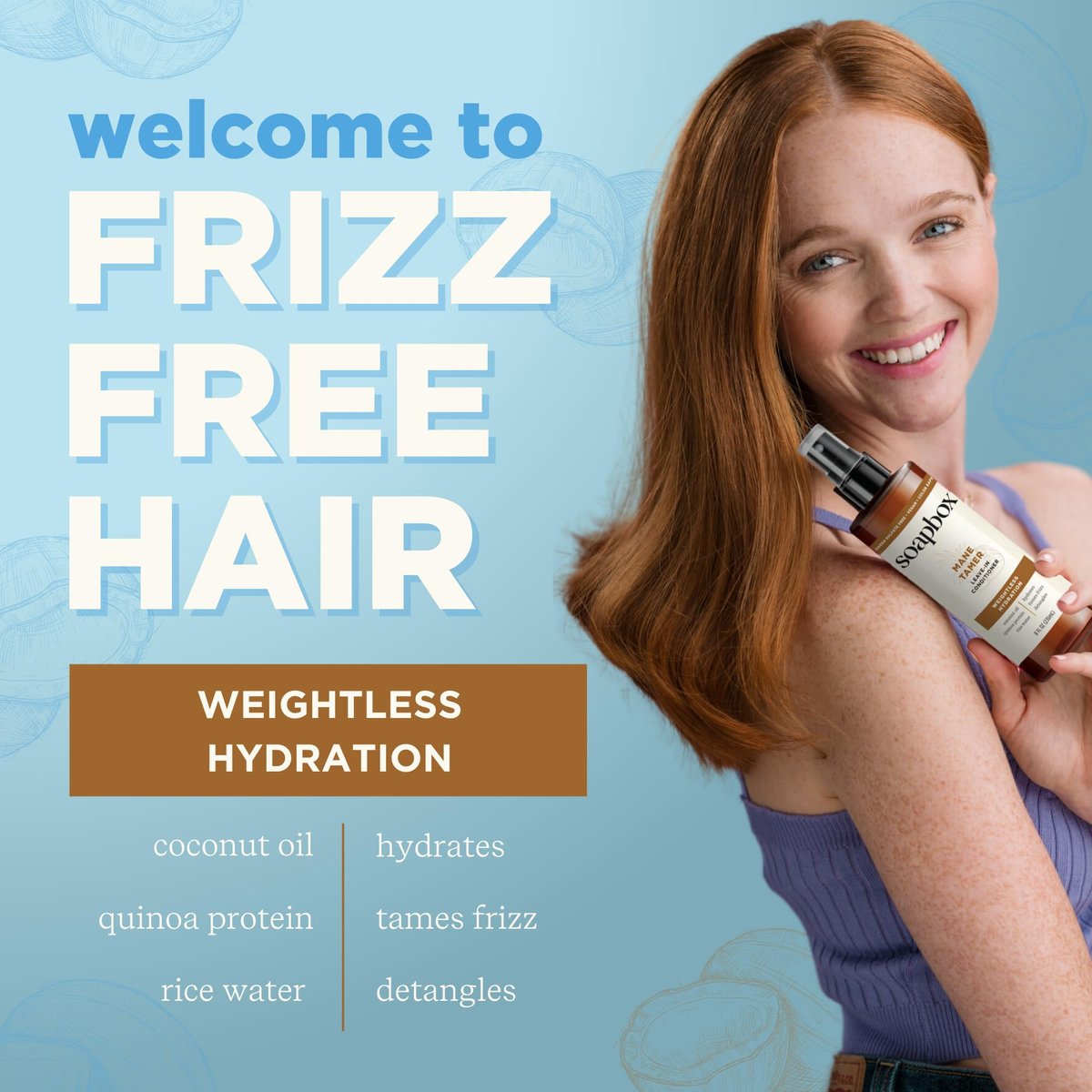 Soapbox Mane Tamer Leave-In Conditioner Spray - Tame Frizz, Smooth Flyaways, Hydrate & Detangle Dry Damaged Hair - Paraben Free Vegan 8 oz - görsel 7