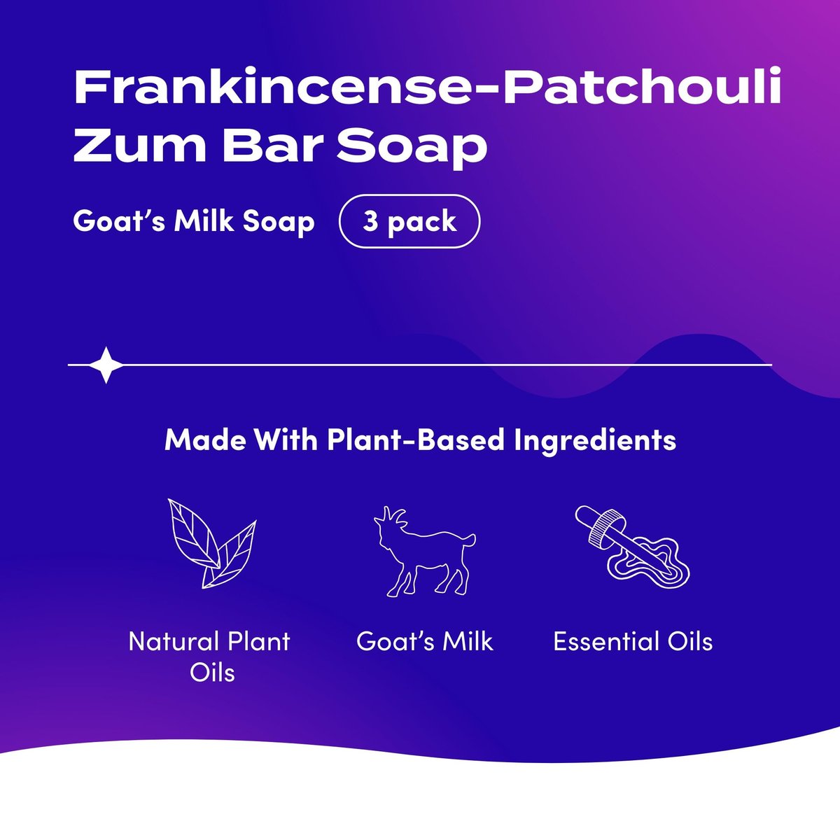 Zum Indigo Wild Goat's Milk Soap Bar - Patchouli Blends (3 Pack) - All-Natural Hand & Body Soap with Essential Oils Avelisse