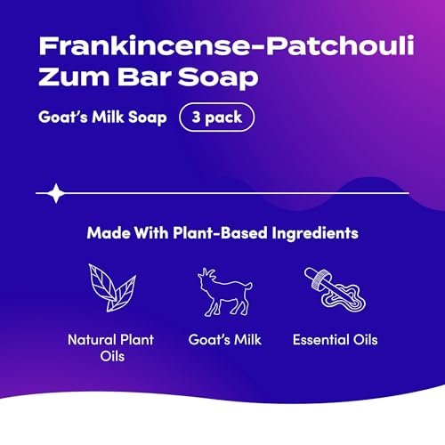 Zum Indigo Wild Goat's Milk Soap Bar - Patchouli Blends (3 Pack) - All-Natural Hand & Body Soap with Essential Oils Avelisse