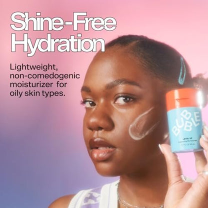 Bubble Skincare Level Up Gel Face Moisturizer for Oily Skin - Travel Size Lightweight Gel Moisturizer with Niacinamide + Zinc, Balancing & Hydrating Face Lotion to Improve Texture & Reduce Shine (50ml)