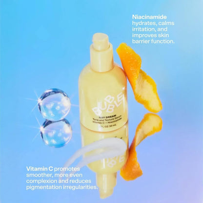 Bubble Skincare Day Dream Vitamin C Serum - Lightweight Hydrating Face Serum with Niacinamide + Ceramides - Helps Even Skin Tone & Improve Texture - Summer Skincare Essential (30ml)
