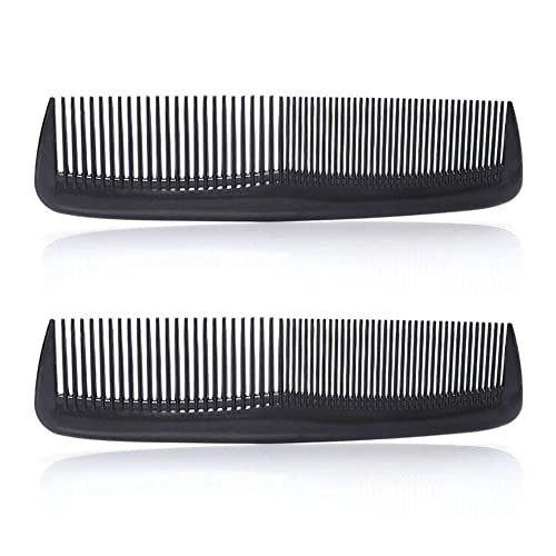 FXHDC-M 2-Pack Pocket Plastic Hair Combs - Fine & Standard Teeth for Cutting, Styling, and Beard Grooming - Black Avelisse