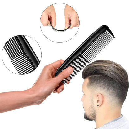 FXHDC-M 2-Pack Pocket Plastic Hair Combs - Fine & Standard Teeth for Cutting, Styling, and Beard Grooming - Black Avelisse