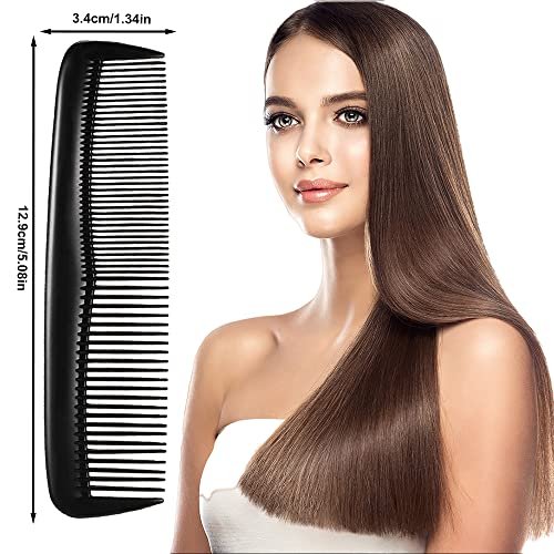 FXHDC-M 2-Pack Pocket Plastic Hair Combs - Fine & Standard Teeth for Cutting, Styling, and Beard Grooming - Black Avelisse