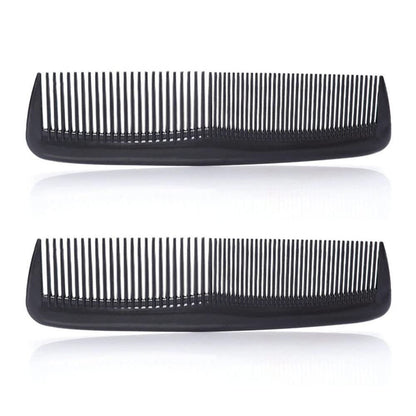 FXHDC-M 2-Pack Pocket Plastic Hair Combs - Fine & Standard Teeth for Cutting, Styling, and Beard Grooming - Black Avelisse