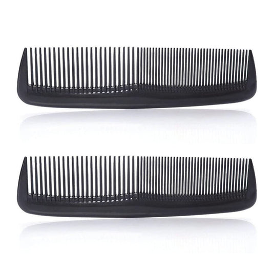 FXHDC-M 2-Pack Pocket Plastic Hair Combs - Fine & Standard Teeth for Cutting, Styling, and Beard Grooming - Black Avelisse