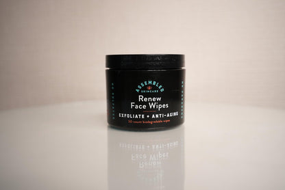 Renew Exfoliating Face Wipes - Anti-Aging & Pre-Shave Towelettes, 50 Count Avelisse