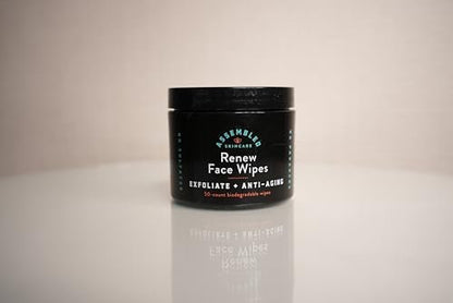 Renew Exfoliating Face Wipes - Anti-Aging & Pre-Shave Towelettes, 50 Count Avelisse