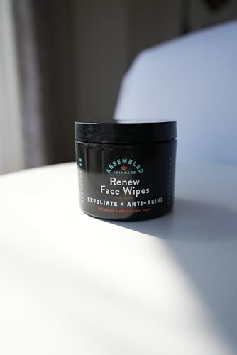 Renew Exfoliating Face Wipes - Anti-Aging & Pre-Shave Towelettes, 50 Count Avelisse