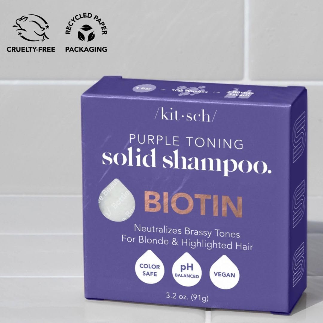 Kitsch Toning Purple Shampoo Bar for Blondes & Color Treated Hair - Biotin Shampoo for Strengthening, Neutralizing Brassy Tones - Vegan, Silicone & Sulfate Free - 3.2 oz - görsel 13