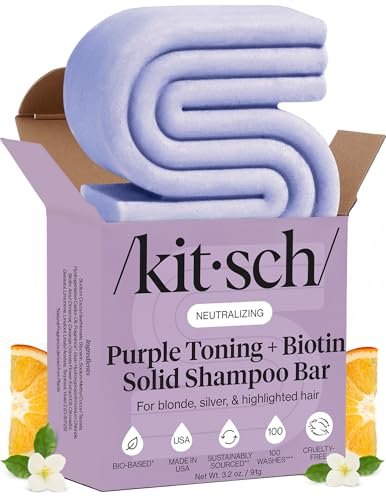 Kitsch Toning Purple Shampoo Bar for Blondes & Color Treated Hair - Biotin Shampoo for Strengthening, Neutralizing Brassy Tones - Vegan, Silicone & Sulfate Free - 3.2 oz - görsel 2