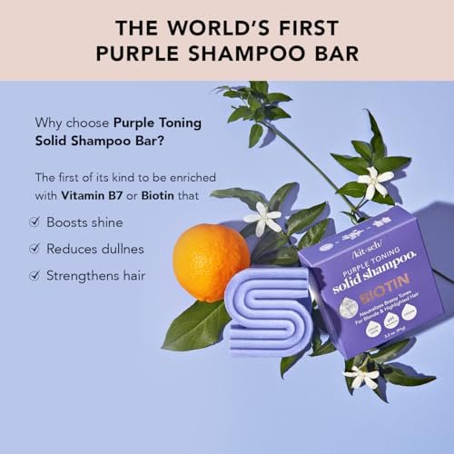 Kitsch Toning Purple Shampoo Bar for Blondes & Color Treated Hair - Biotin Shampoo for Strengthening, Neutralizing Brassy Tones - Vegan, Silicone & Sulfate Free - 3.2 oz - görsel 4