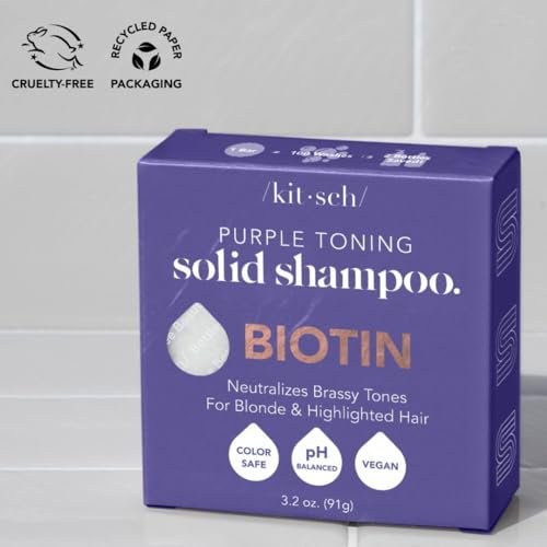 Kitsch Toning Purple Shampoo Bar for Blondes & Color Treated Hair - Biotin Shampoo for Strengthening, Neutralizing Brassy Tones - Vegan, Silicone & Sulfate Free - 3.2 oz - görsel 14