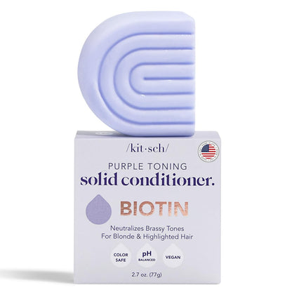 Kitsch Toning Purple Conditioner Bar for Blondes & Color Treated Hair - Vegan, Silicone & Sulfate Free with Biotin - 2.7 oz