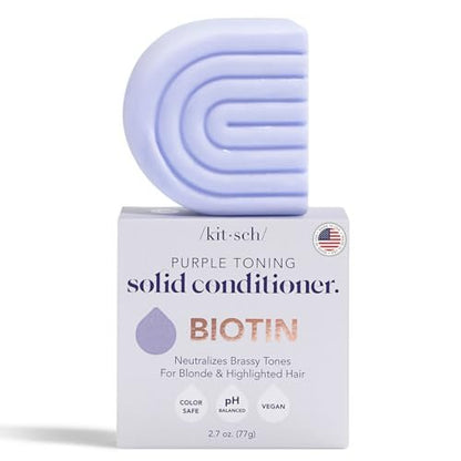 Kitsch Toning Purple Conditioner Bar for Blondes & Color Treated Hair - Vegan, Silicone & Sulfate Free with Biotin - 2.7 oz