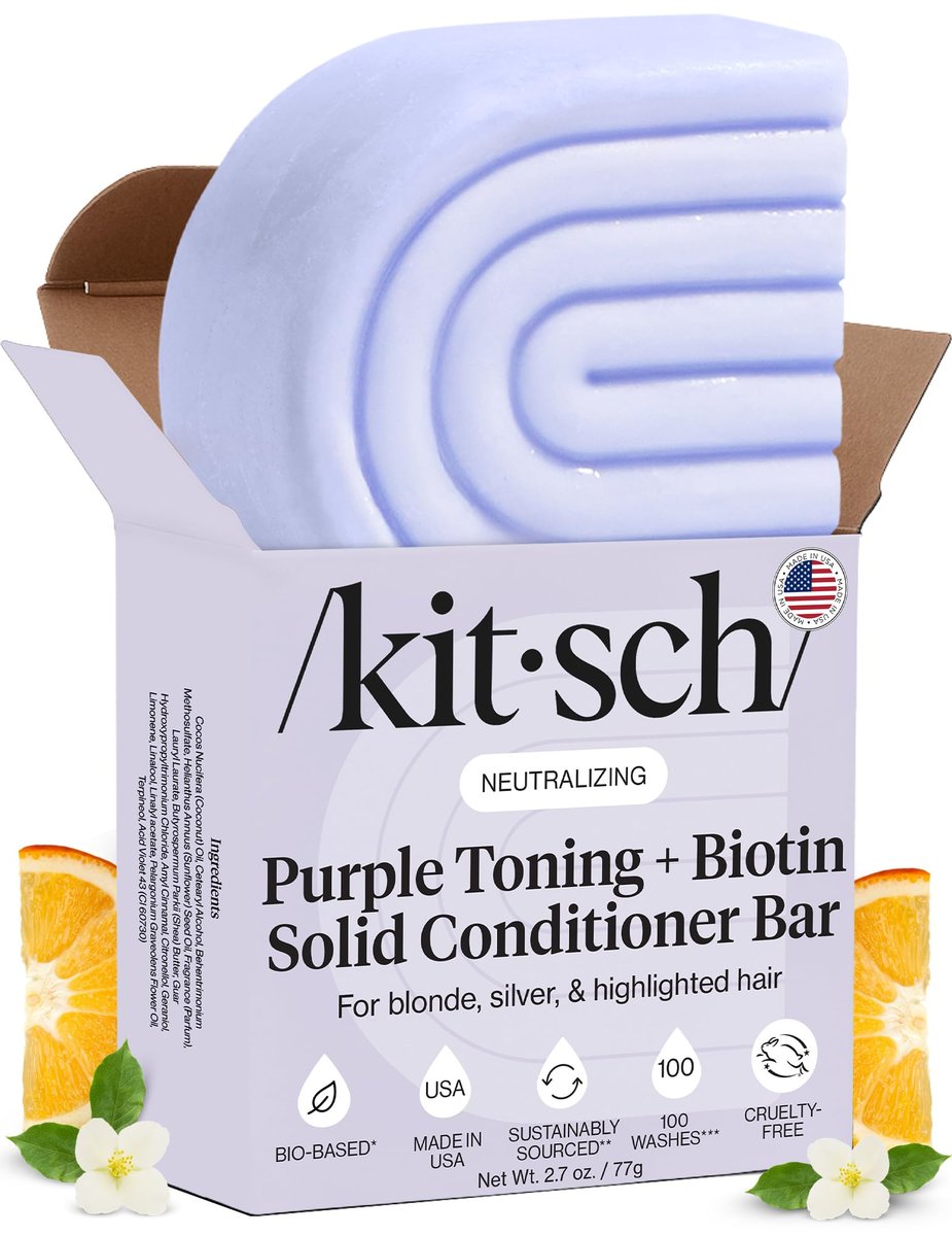 Kitsch Toning Purple Conditioner Bar for Blondes & Color Treated Hair - Vegan, Silicone & Sulfate Free with Biotin - 2.7 oz - görsel 1