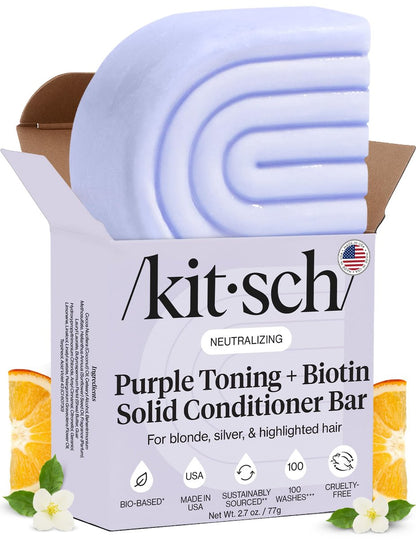 Kitsch Toning Purple Conditioner Bar for Blondes & Color Treated Hair - Vegan, Silicone & Sulfate Free with Biotin - 2.7 oz