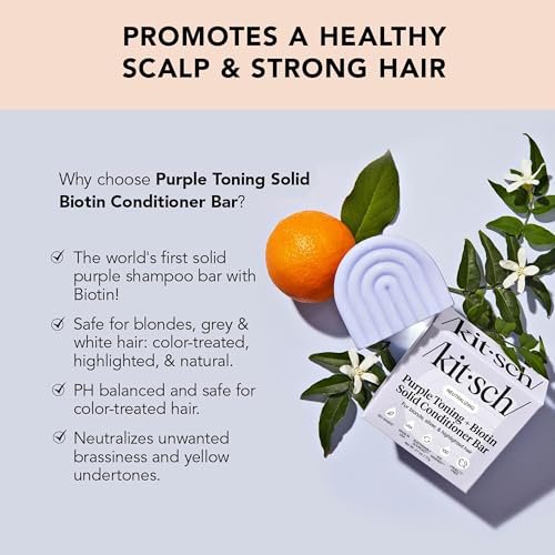 Kitsch Toning Purple Conditioner Bar for Blondes & Color Treated Hair - Vegan, Silicone & Sulfate Free with Biotin - 2.7 oz - görsel 6