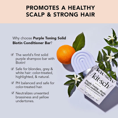 Kitsch Toning Purple Conditioner Bar for Blondes & Color Treated Hair - Vegan, Silicone & Sulfate Free with Biotin - 2.7 oz