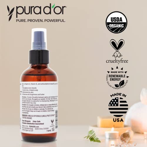 PURA D'OR 4 Oz Organic Amla Oil – 100% Pure USDA Certified Premium Grade, Cold Pressed, Unrefined, Extra Virgin Hair Serum for Thickening & Growth – Women & Men - görsel 10